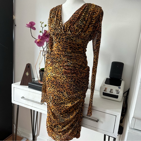 FUZZI Jean Paul Gaultier Dress Long Sleeve Ruched
Cheetah Print - Picture 7 of 11